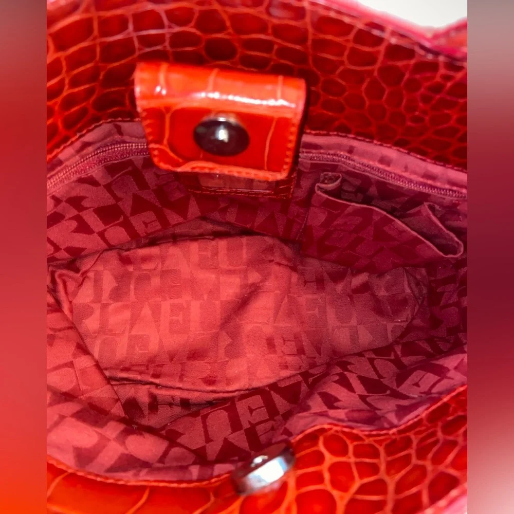 Furla Red Croc-Embossed Genuine Leather Tote Bag - Picture 5 of 7